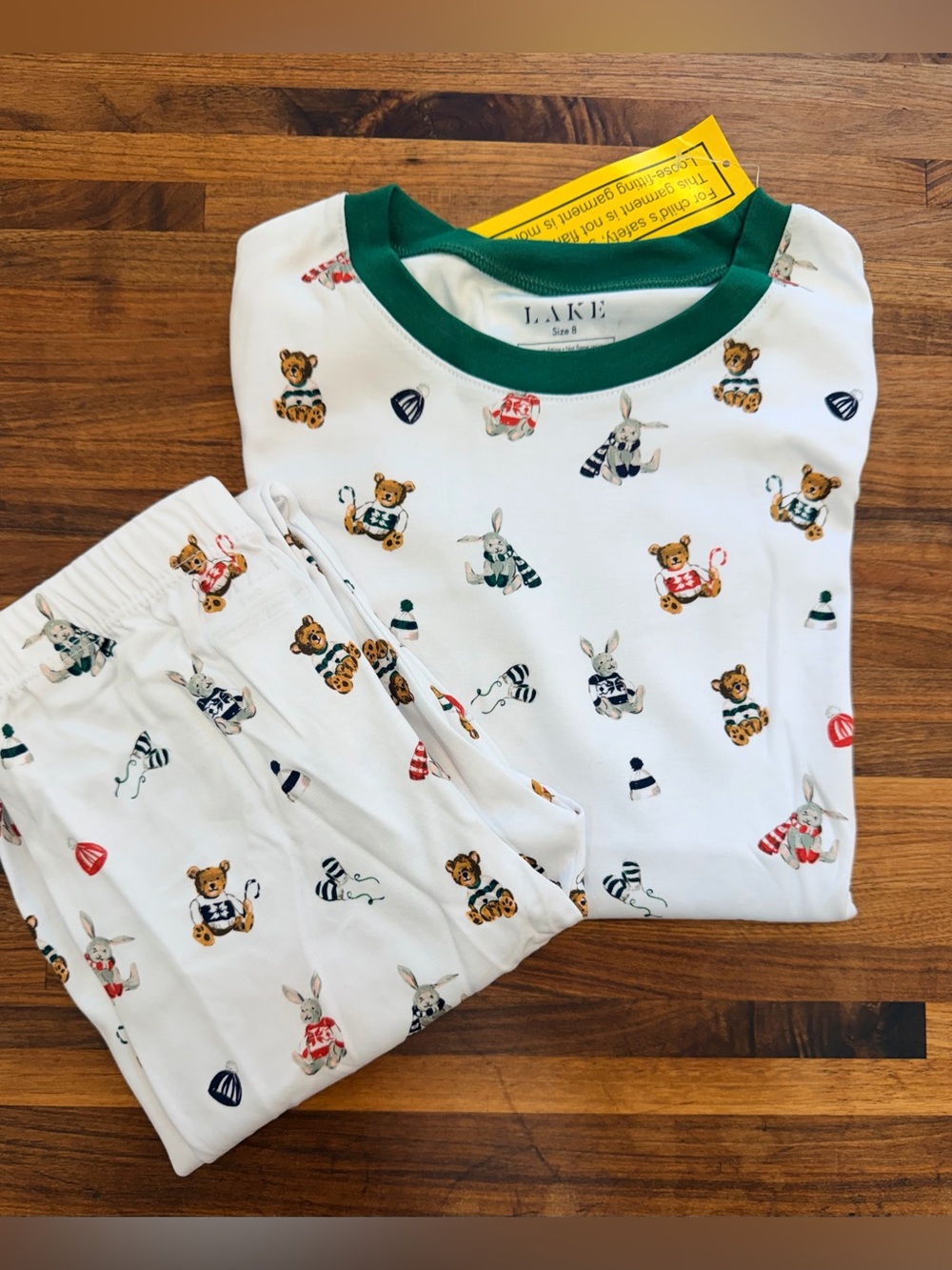 NWT Lake Pajamas Kids Long-Long Set in Cozy Woodland - Size 8